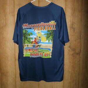 New Margaritaville Naple Fl Pickleball Shirt   Fins Up Paddles Up Men's Lg Blue